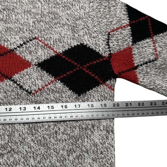 Vintage Claude Rene Argyle Sweater Knit Red Grey Women's M Preppy Casual - Picture 5 of 7